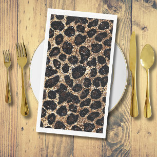 Luxe Glitter Goud Bruin Zwart Luipaard Patroon Servet