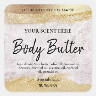 Luxe Glitter Marmer Gouden Body Butter Labels