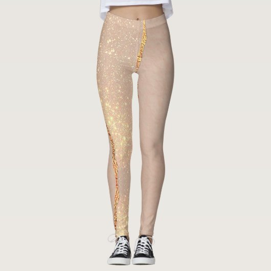Luxe Glitter Roos Gold Leggings (Voorkant)