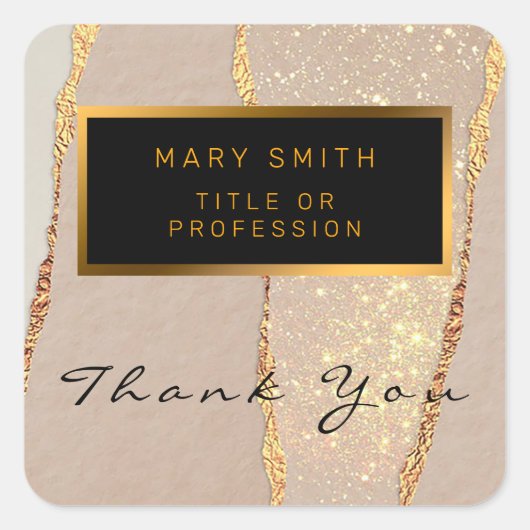 Luxe Glitter Roze Gouden Vierkante Sticker (Voorkant)