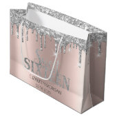 Luxe Glitter Silver Drips Roos Gold Sweet 16 Groot Cadeauzakje (Voorkant Gekanteld)
