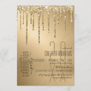 Luxe Glitterend Goud Glittersluier Afstuderen Kaart