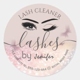 Luxe glittery wink lash-uitbreidingsschoner ronde sticker