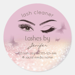 Luxe glittery wink lash-uitbreidingsschoner ronde sticker