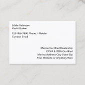 Luxe Glossy Yacht Brokerage Cartes de visite (Dos)