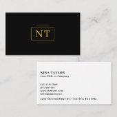 Luxe Gold 2 Initiaal Monogram Minimalistisch Zwart Visitekaartje (Voorkant / Achterkant)