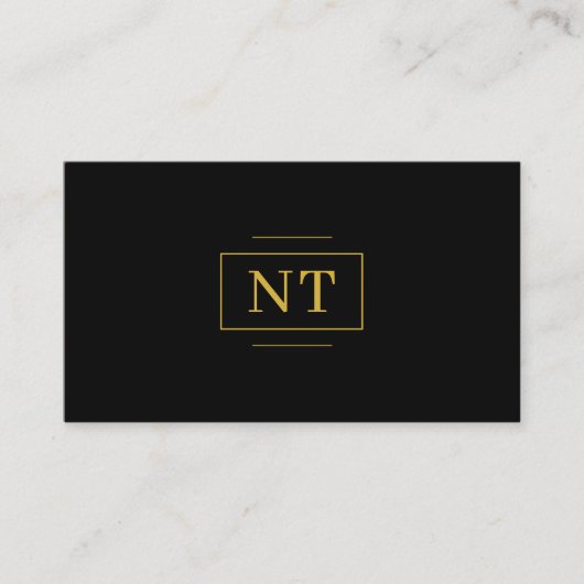 Luxe Gold 2 Initiaal Monogram Minimalistisch Zwart Visitekaartje (Voorkant)