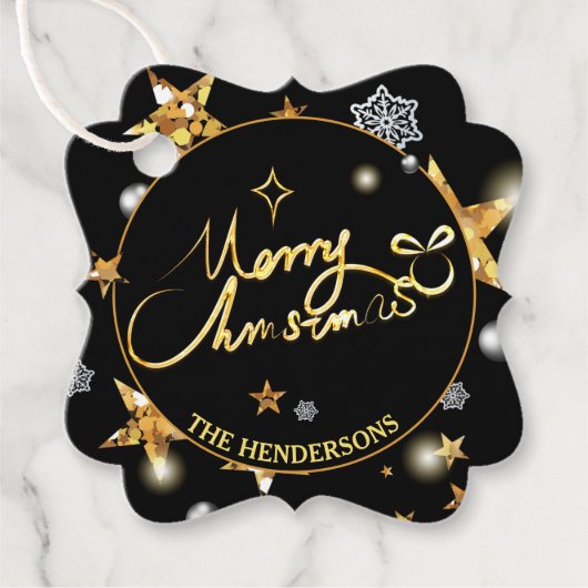 Luxe Gold Black met laag niveau - aangepaste feest Bedankjes Labels (Voorkant)