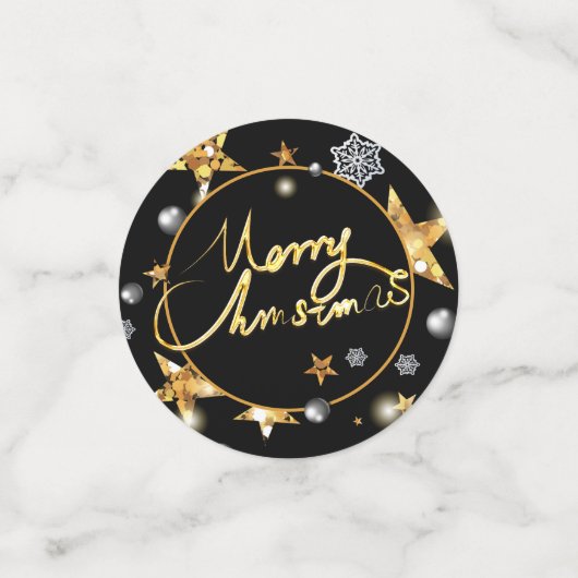 Luxe Gold & Black Stars Metallic Mode Confetti (Kleine voorkant)