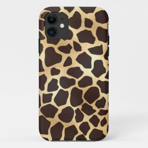 Luxe Gold Brown Giraffe Animal Print Patroon iPhone 11 Hoesje
