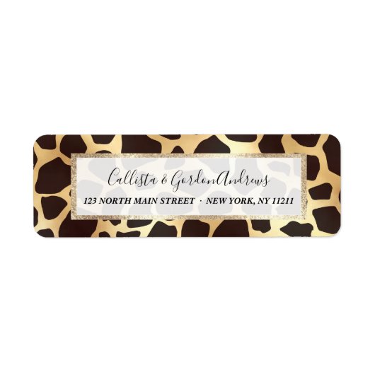 Luxe Gold Brown Giraffe Animal Print Patroon Etiket (Voorkant)
