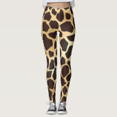 Luxe Gold Brown Giraffe Animal Print Patroon Leggings (Voorkant)