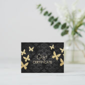 Luxe Gold Butterflies Damask Certificat cadeau (Debout devant)
