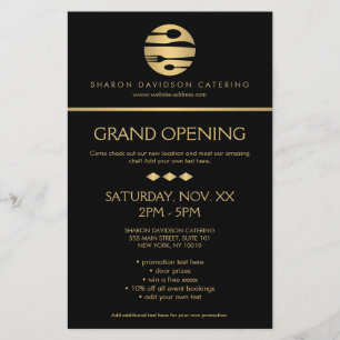Luxe Gold Catering Logo Restaurant, Chef Zwart Flyer