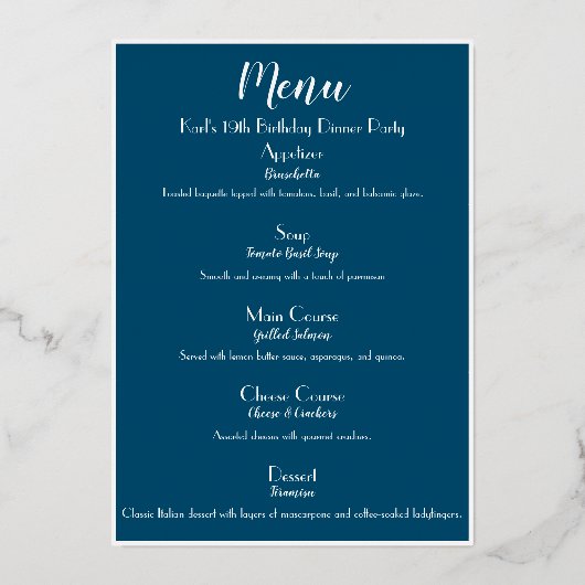 Luxe Gold Cocktail Party Menu (Verso)