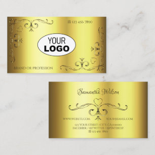Luxe Gold cornergrenzen toevoegen Logo elegant Visitekaartje