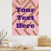 Luxe Gold Custom Text Zigzag Pink AI Art Poster (Cuisine)