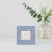 Luxe Gold Dusty Blue Flower Pattern Visitekaartje (Staand voorkant)