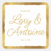 Luxe Gold Edge Wedding Dank u Vierkante Sticker (Voorkant)