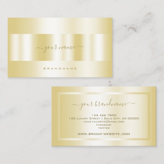 Luxe Gold Effect Kalligrafie Script Handtekening Visitekaartje (Voorkant / Achterkant)