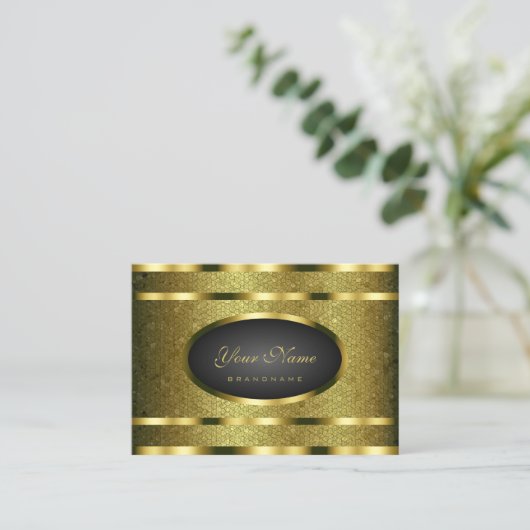 Luxe Gold Effect Snake Pattern Professional Visitekaartje (Staand voorkant)