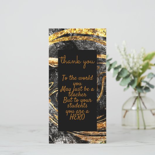 Luxe Gold en zwart Bedankkaart (Staand voorkant)