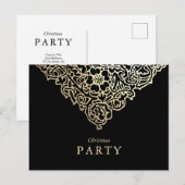 Luxe Gold Foil Black Christmas Party Invitations (Devant / Derrière)