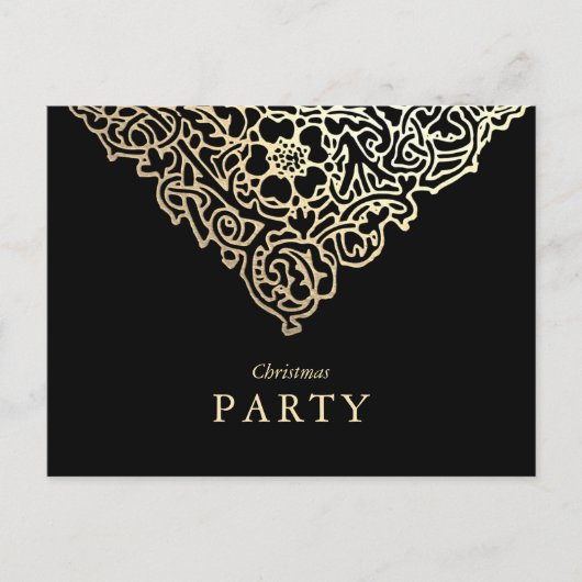 Luxe Gold Foil Black Christmas Party Invitations (Devant)