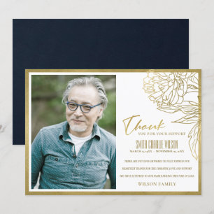 LUXE GOLD FOIL FLORAL SYMPATHIE MEMORIAL FOTO  BEDANKKAART