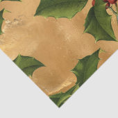 Luxe Gold Foil, Green Holly, Red Berries Tissuepapier (Detail)