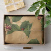Luxe Gold Foil, Green Holly, Red Berries Tissuepapier (Geschenk)