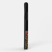 Luxe Gold Fur Leopard Print Mauve Bow met naam Case-Mate iPhone Case (Achterkant/rechts)