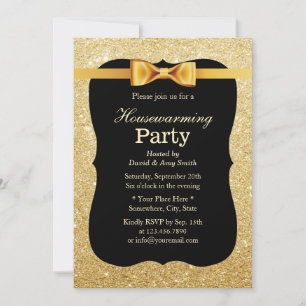 Luxe Gold Glitter Achtergrond Housewarming Party Kaart