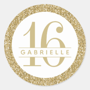 Luxe Gold Glitter Birthday Favor Sticker Label