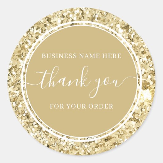 Luxe Gold Glitter Calligraphy Business Hartelijk d Ronde Sticker (Voorkant)