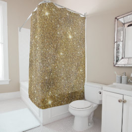 Luxe Gold Glitter - gedrukt Afbeelding Douchegordijn