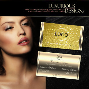 Luxe Gold Glitter Openingstijden Logo Elegant Visitekaartje