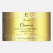 Luxe Gold Glitter-productlabel met monogram Rechthoekige Sticker (Voorkant)