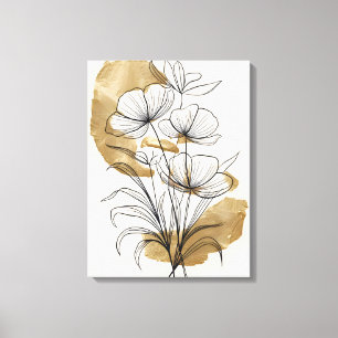 Luxe Gold Leaf Abstract Flowers Canvas Afdruk