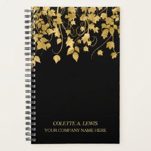 Luxe Gold Leaves op Black Planner