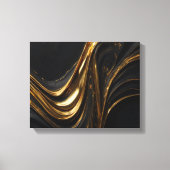 Luxe Gold Line Canvas | Abstracte zwarte gouden mu Afdruk (Voorkant)