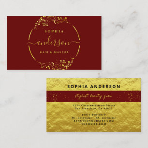 Luxe Gold Logo cirkel Foliage en Glitter Gold Foil Visitekaartje