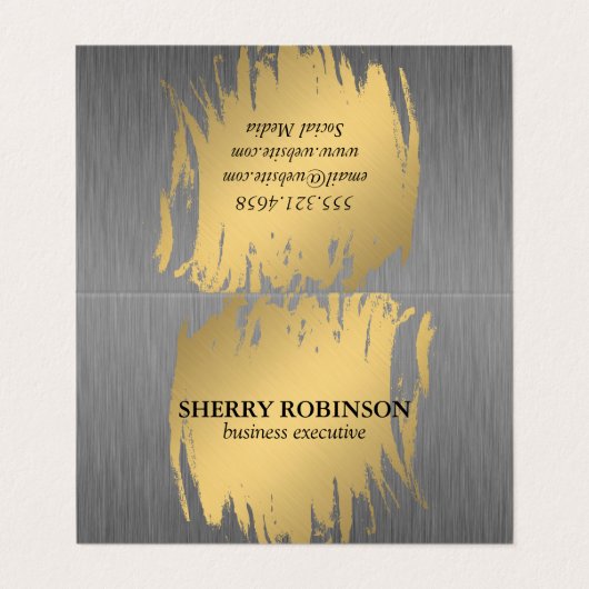 Luxe Gold met Faux Metallic Visitekaartjes (Buitenkant ongevouwen)