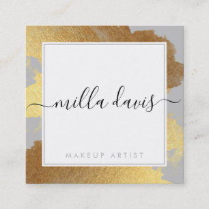 LUXE GOLD , modern, gelaagd bleek grijs glas Vierkante Visitekaartje