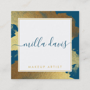 LUXE GOLD  modern glam verguld donkerblauw Vierkante Visitekaartje