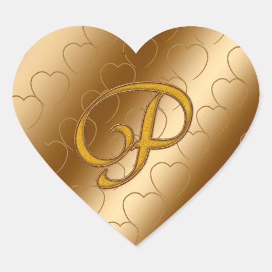 Luxe Gold Monogram P Hart Sticker (Voorkant)