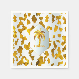 Luxe Gold Palm Safari Chic Party Servet