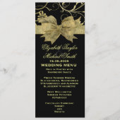 Luxe Gold Ribbon Damask Black Mariage Menu (Devant)