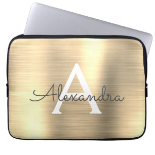 Luxe Gold Roestvrij Steel Monogram Laptop Sleeve