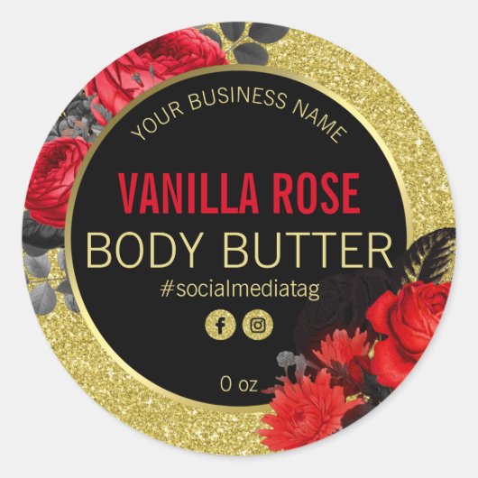 Luxe Gold Roos productlabels Ronde Sticker (Voorkant)